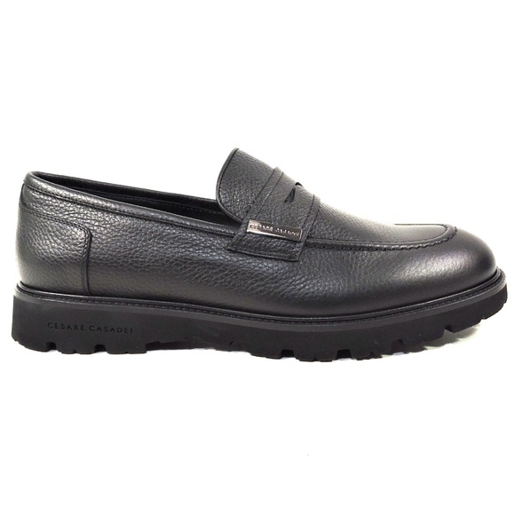 CASADEI ?? MEN\'S BLACK SOFT LEATHER COMFORT PENNY LOAFERS